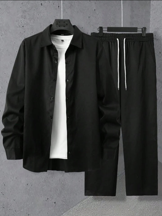 Mens Viscose Pants + Shirt Set - TTVMS21 - Black