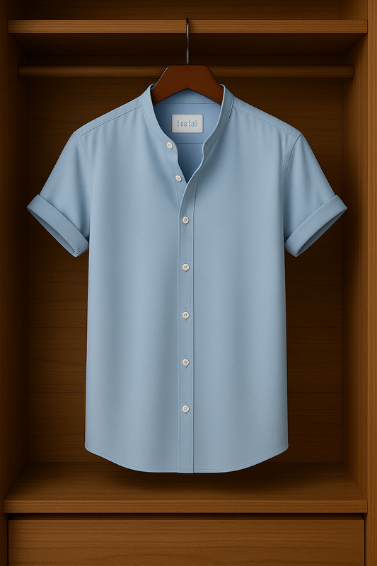 Mens Button Up Half Sleeve Shirt TTMBUS2 - Light Blue
