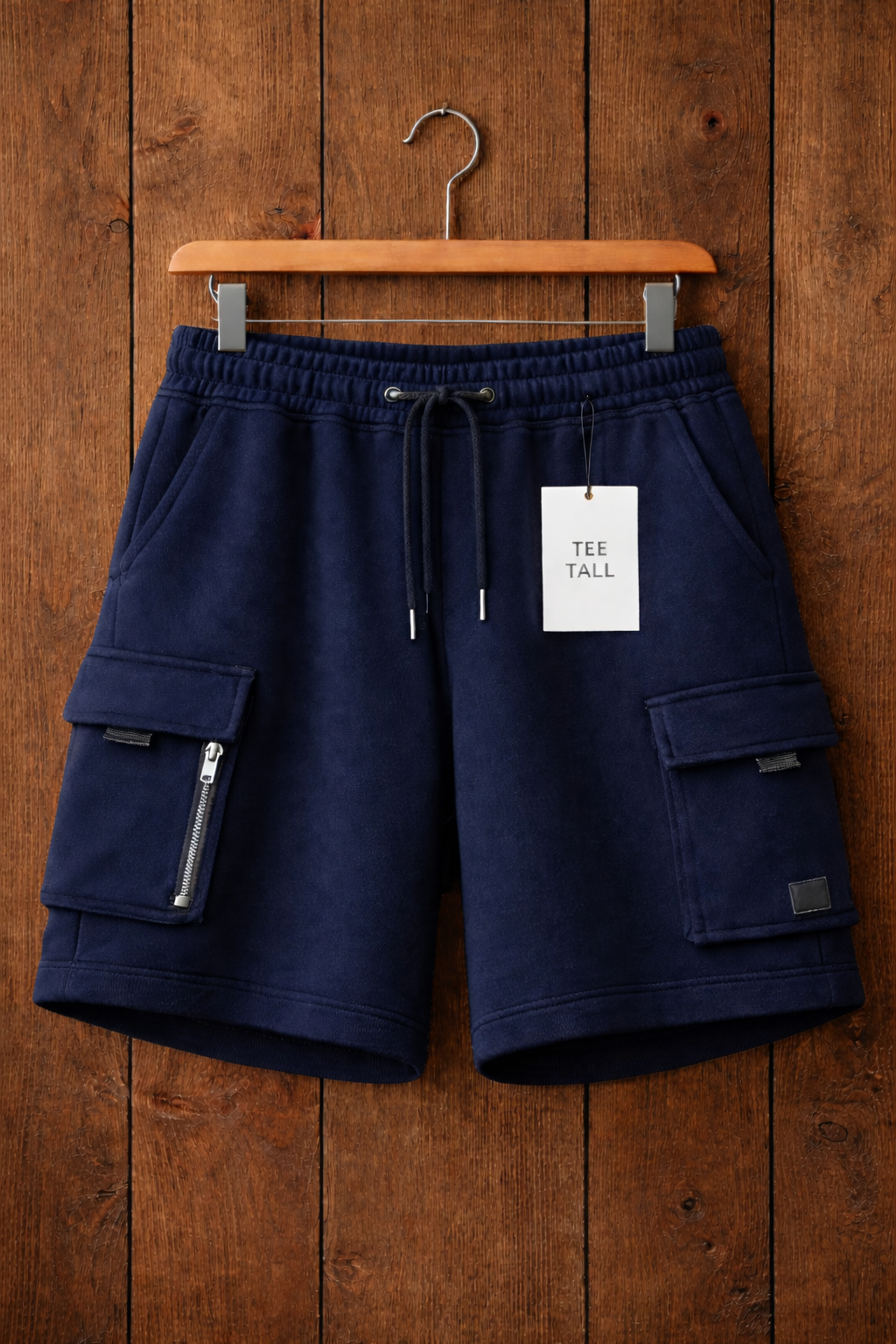 Mens Cotton Terry Cargo Shorts by Tee Tall - TTMCSH1 - Navy Blue