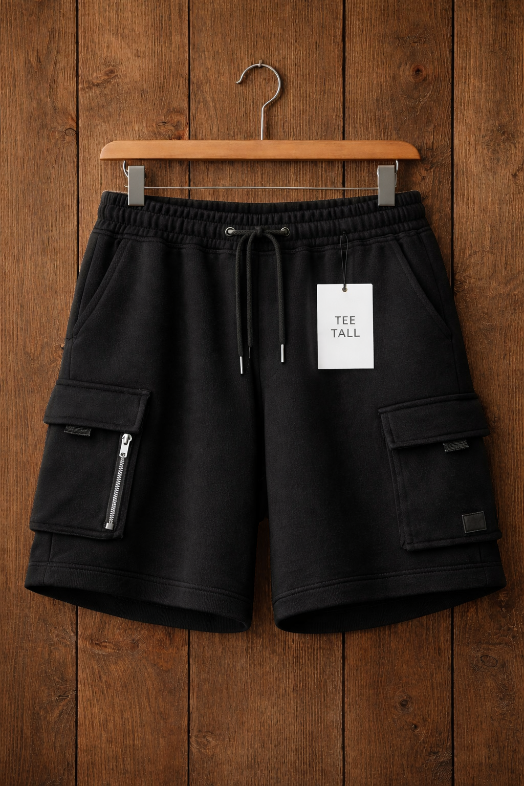 Mens Cotton Terry Cargo Shorts by Tee Tall - TTMCSH1 - Black