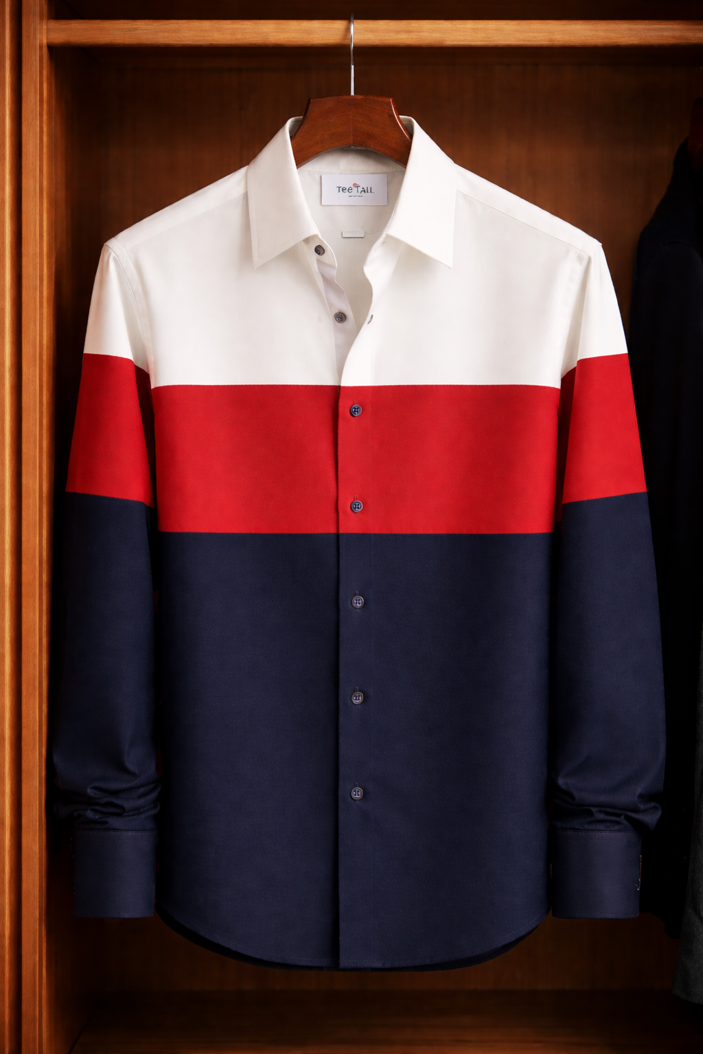 Mens Button Up Cotton Full Sleeve Shirt TTMBUS301 - Navy Blue Red