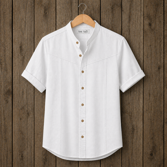 Mens Button Up Cotton Half Sleeve Shirt TTMBUS335 - White