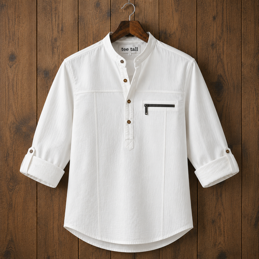 Mens Short Cotton Full Sleeve Kurta TTMSK133 - White