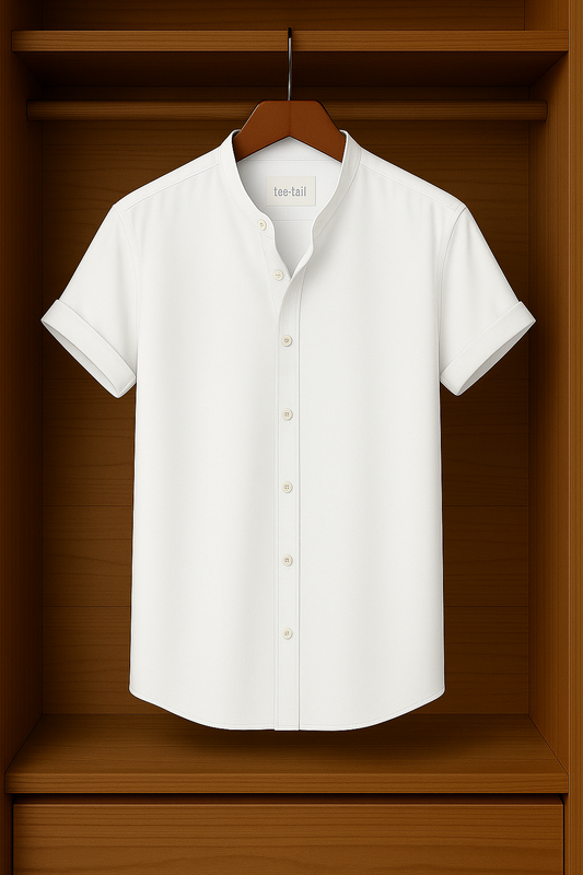 Mens Button Up Half Sleeve Shirt TTMBUS2 - White