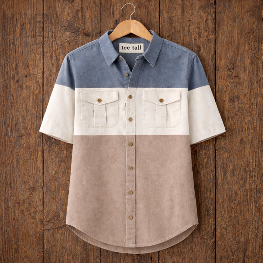 Mens Button Up Cotton Half Sleeve Shirt TTMBUS244 - Multi