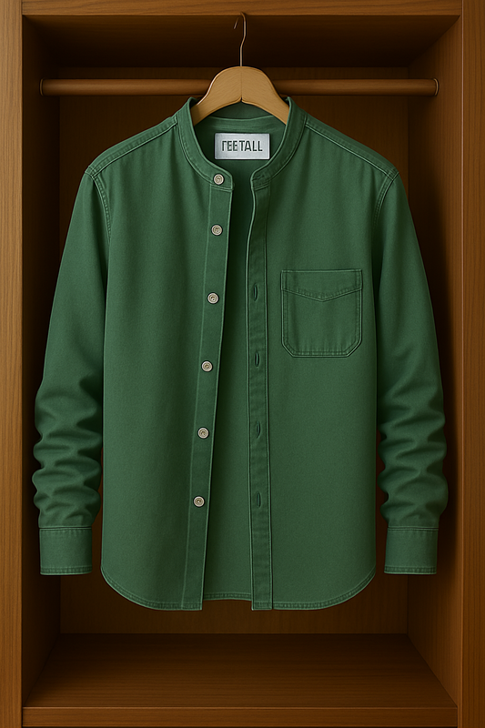 Mens Button Up Cotton Full Sleeve Shirt TTMBUS71 - Green