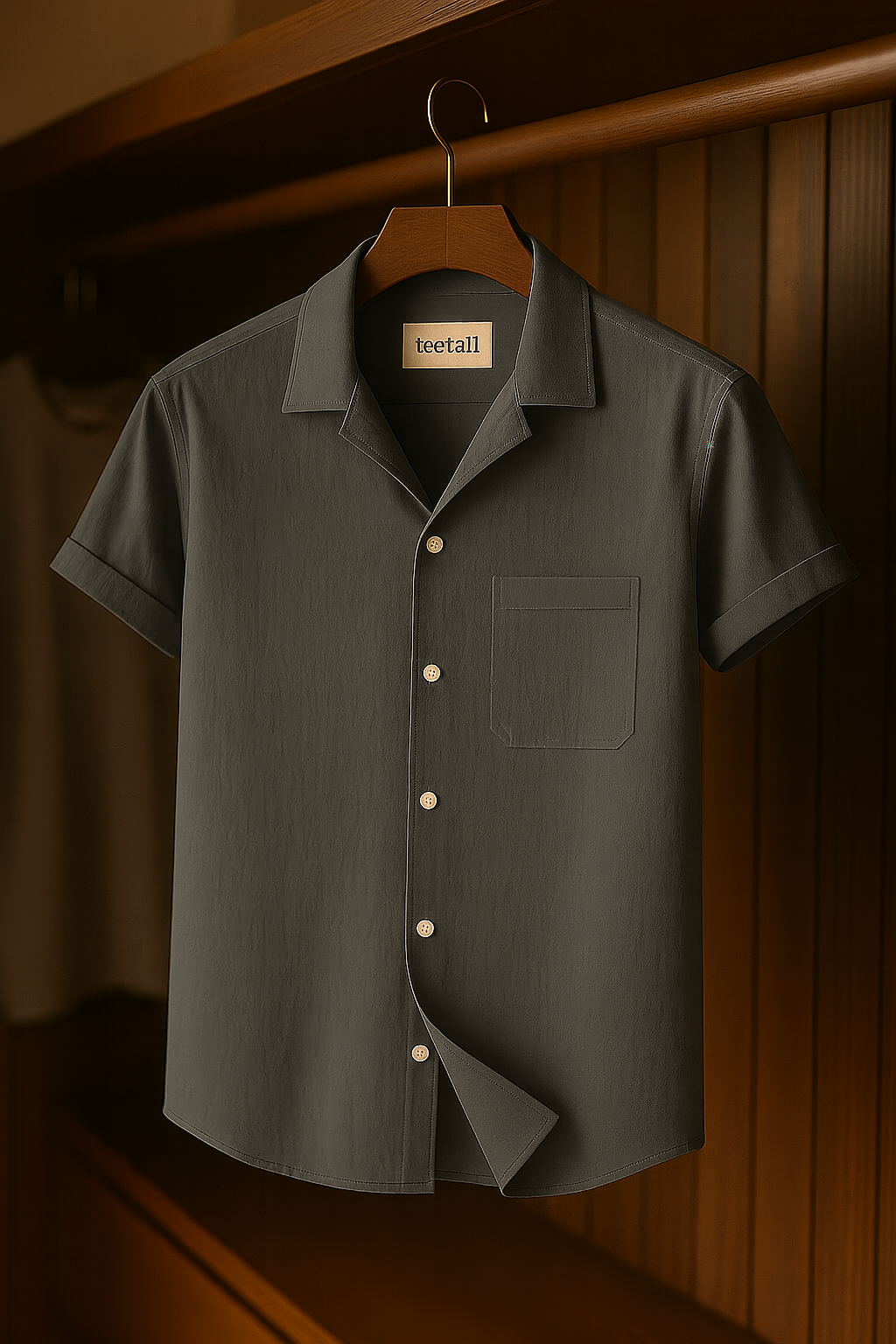 Mens Button Up Half Sleeve Shirt TTMBUS8 - Grey