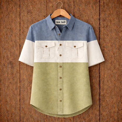 Mens Button Up Cotton Half Sleeve Shirt TTMBUS243 - Multi