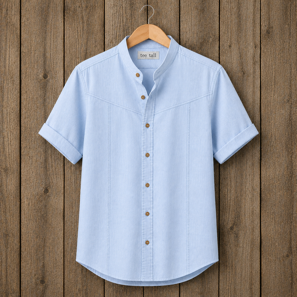 Mens Button Up Cotton Half Sleeve Shirt TTMBUS337 - Light Blue