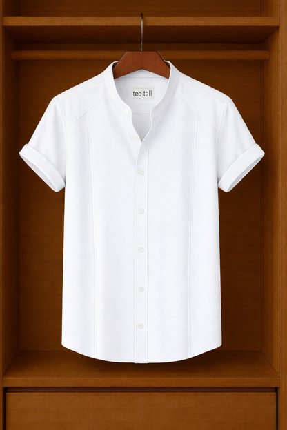 Mens Button Up Cotton Half Sleeve Shirt TTMBUS251 - White