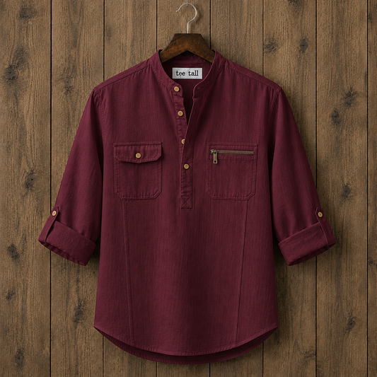 Mens  Cotton Full Sleeve Shirt TTMSK121 - Maroon