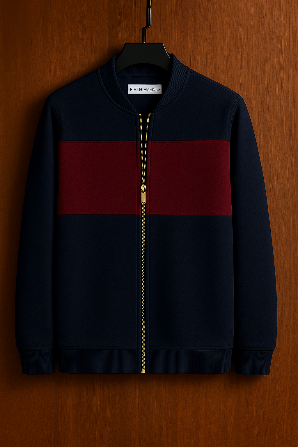 Mens Zip Up Bomber Jacket HOLA - Navy Blue