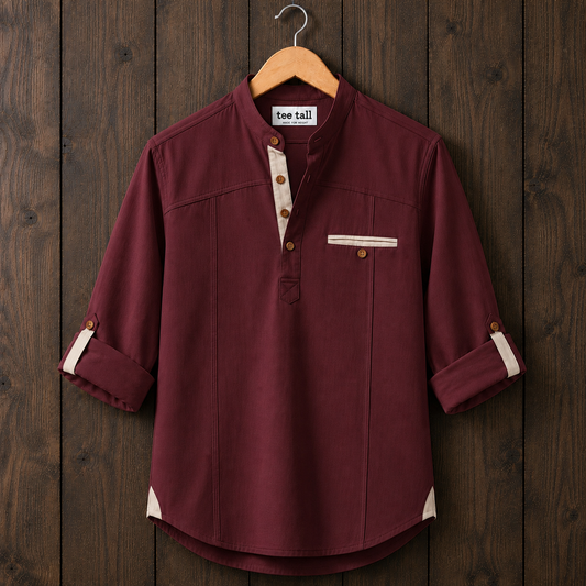 Mens  Cotton Full Sleeve Shirt TTMSK126 - Maroon