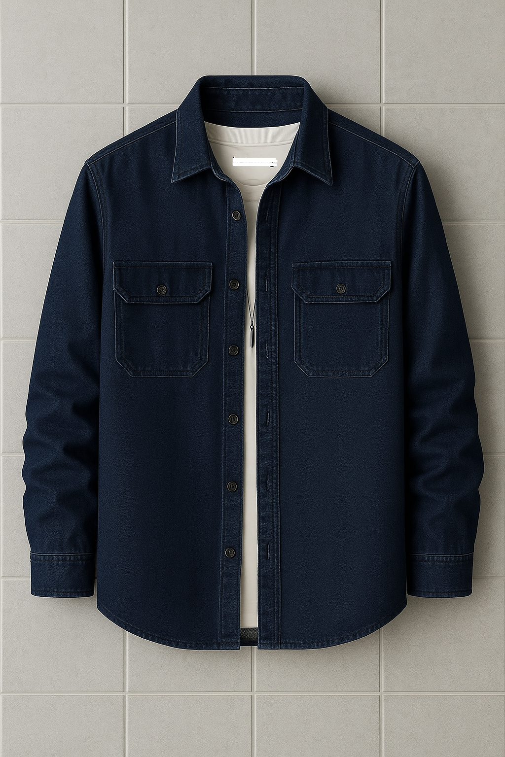 Mens Button Up Denim Chambray Cotton Full Sleeve Shirt TTMBUS90 - Blue