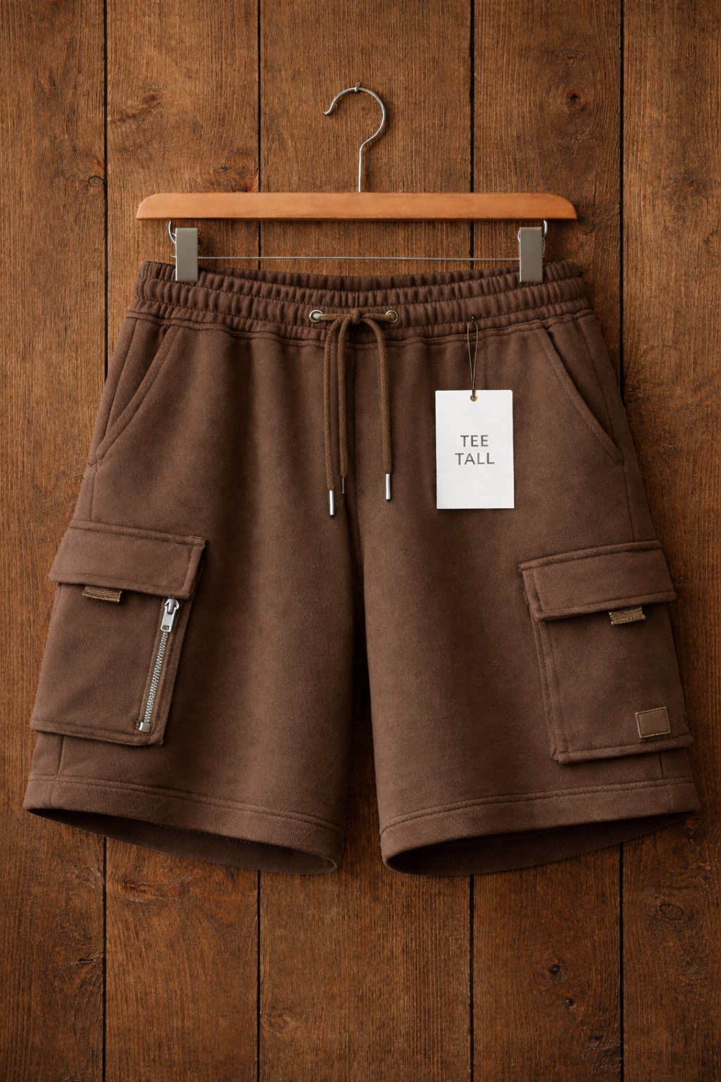 Mens Cotton Terry Cargo Shorts by Tee Tall - TTMCSH1 - Brown