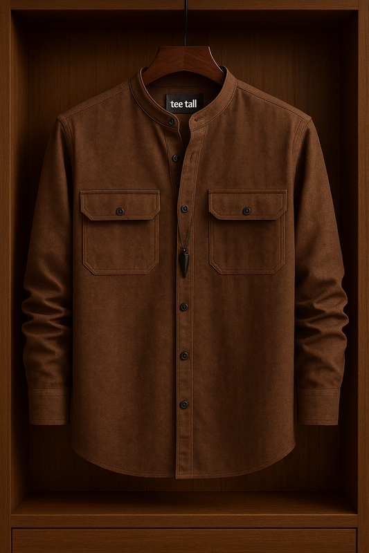 Mens Button Up Cotton Full Sleeve Shirt TTMBUS63 - Brown