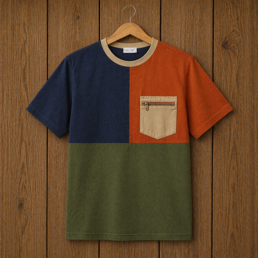 Mens Color Block Half Sleeve T-Shirt TTMCBTS4