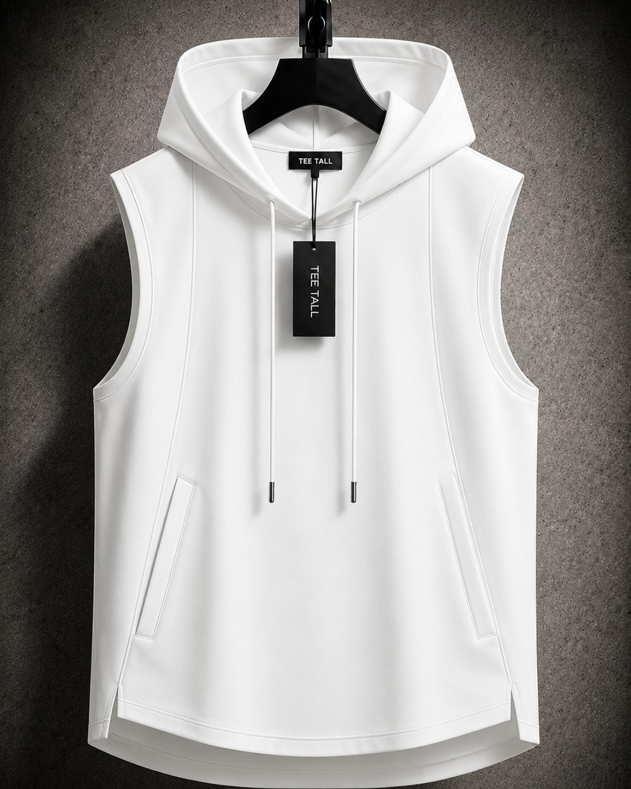 Mens Cotton Hooded Sleeveless T-Shirt CHST24 - White