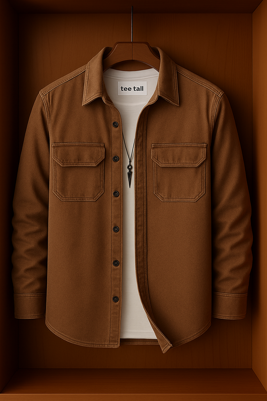 Mens Button Up Cotton Full Sleeve Shirt TTMBUS74 - Brown