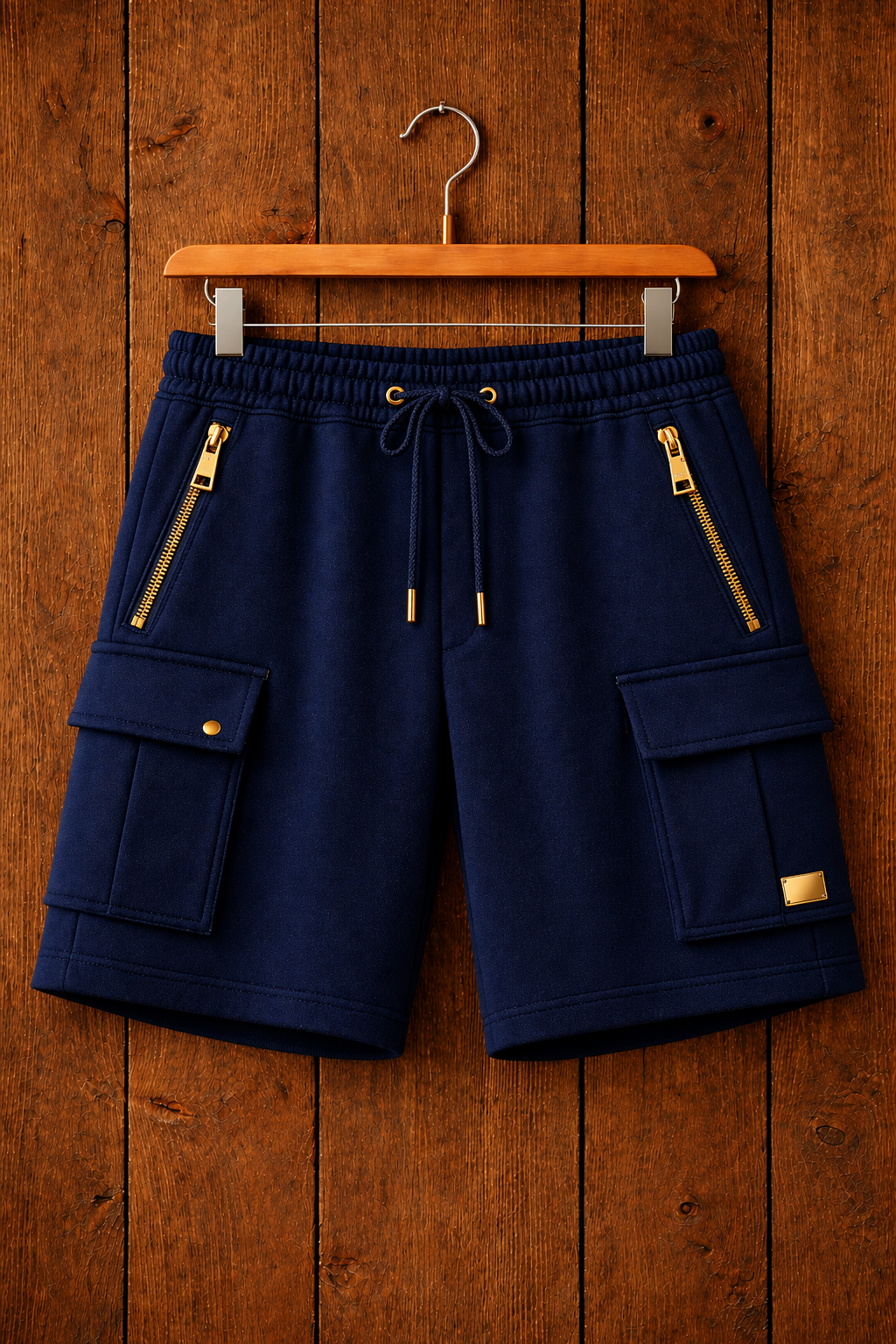 Mens Cotton Terry Cargo Shorts by Tee Tall - TTMCSH2 - Navy Blue