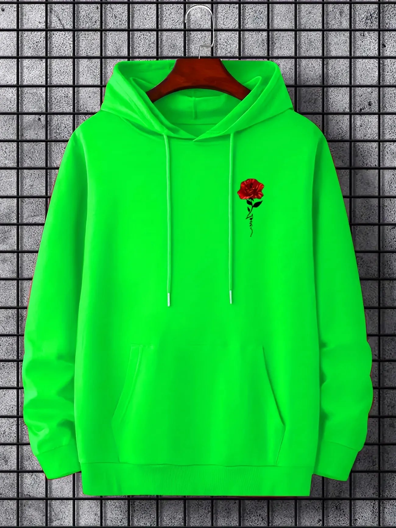 Tee Tall Mens Printed Kangaroo Hoodie TTMPKHPR4 - Neon Green