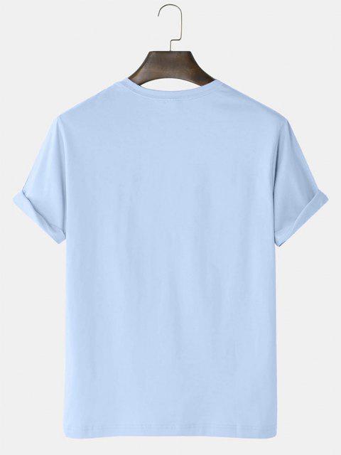 Mens Cotton Sticker Printed T-Shirt TTMPS5 - Light Blue