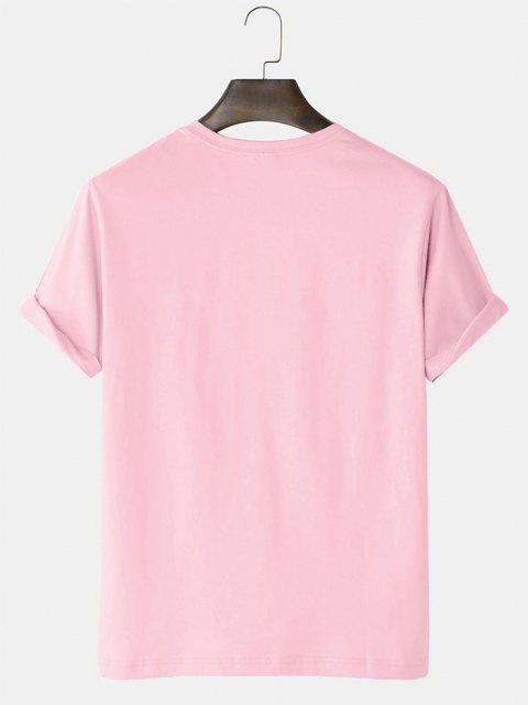 Mens Cotton Sticker Printed T-Shirt TTMPS5 - Pink