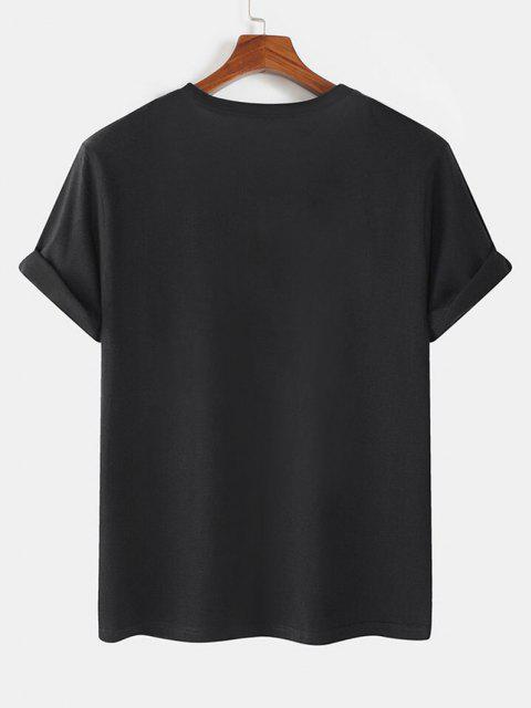 Mens Cotton Sticker Printed T-Shirt TTMPS39 - Black