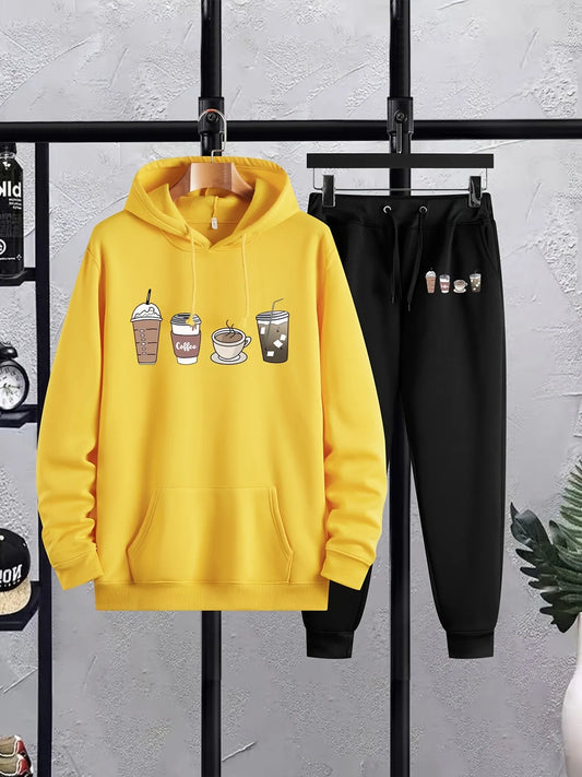 Mens Hoodie and Pants Set by Tee Tall - MHPSTT4 - Yellow Black