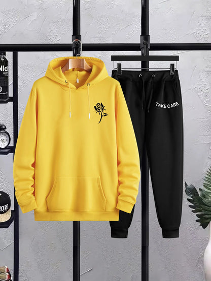 Mens Hoodie and Pants Set by Tee Tall - MHPSTT21 - Yellow Black