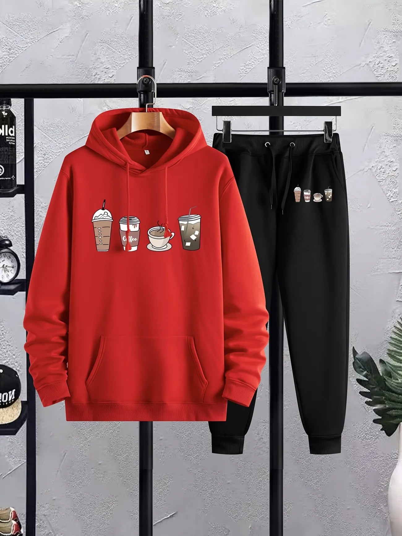 Mens Hoodie and Pants Set by Tee Tall - MHPSTT4 - Red Black