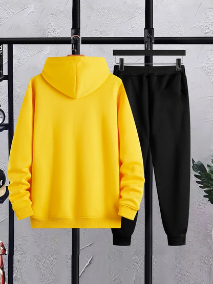 Mens Hoodie and Pants Set by Tee Tall - MHPSTT1 - Yellow Black