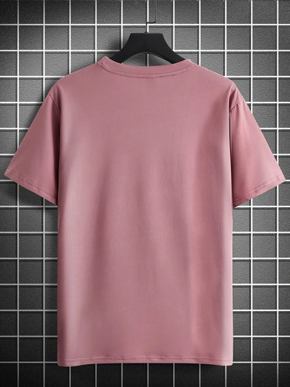 Mens Cotton Sticker Printed T-Shirt TTMPS98 - Pink