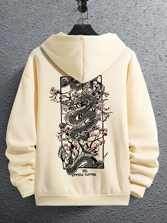 Tee Tall Mens Printed Kangaroo Hoodie TTMPKHPR2 - Cream