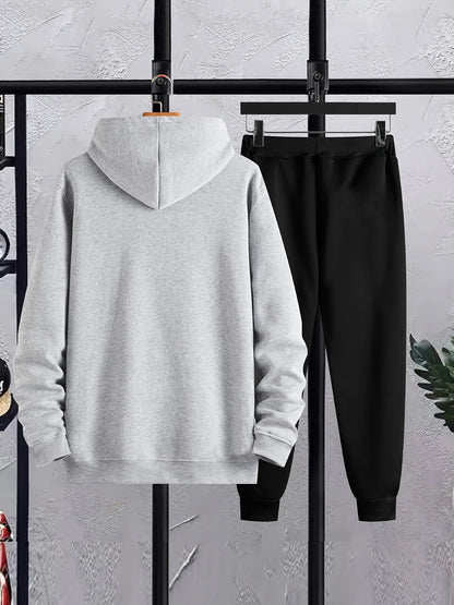 Mens Hoodie and Pants Set by Tee Tall - MHPSTT16 - Grey Black