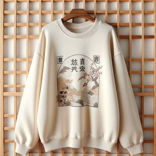 Mens Printed Sweatshirt by Tee Tall TTMPWS88 - Cream