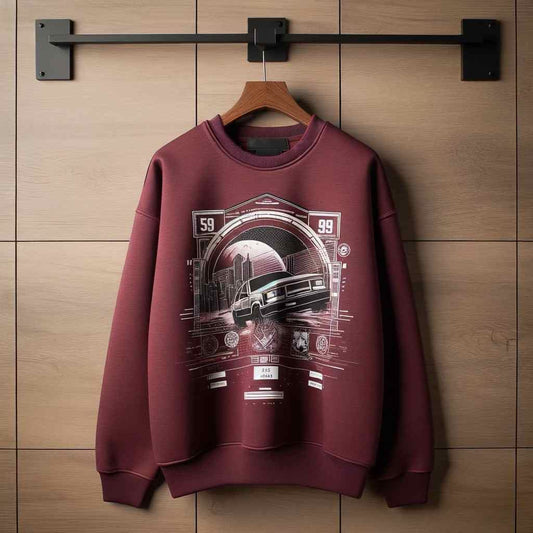 Mens Printed Sweatshirt by Tee Tall TTMPWS96 - Maroon