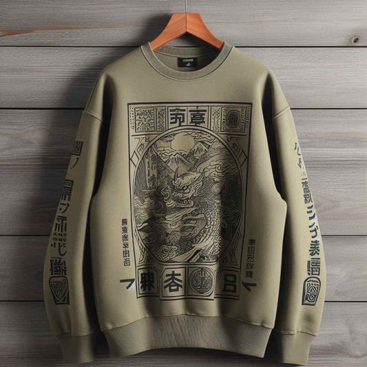 Mens Printed Sweatshirt by Tee Tall TTMPWS91 - Olive Green