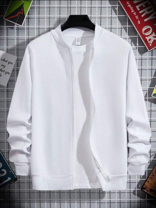 Tee Tall Mens Fleece Bomber ZODA Zip Jacket - White