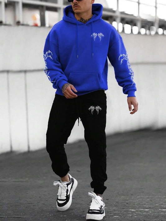 Mens Hoodie and Pants Set by Tee Tall - MHPSTT27 - Royal Blue Black