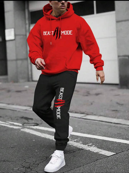 Mens Hoodie and Pants Set by Tee Tall - MHPSTT28 - Red Black