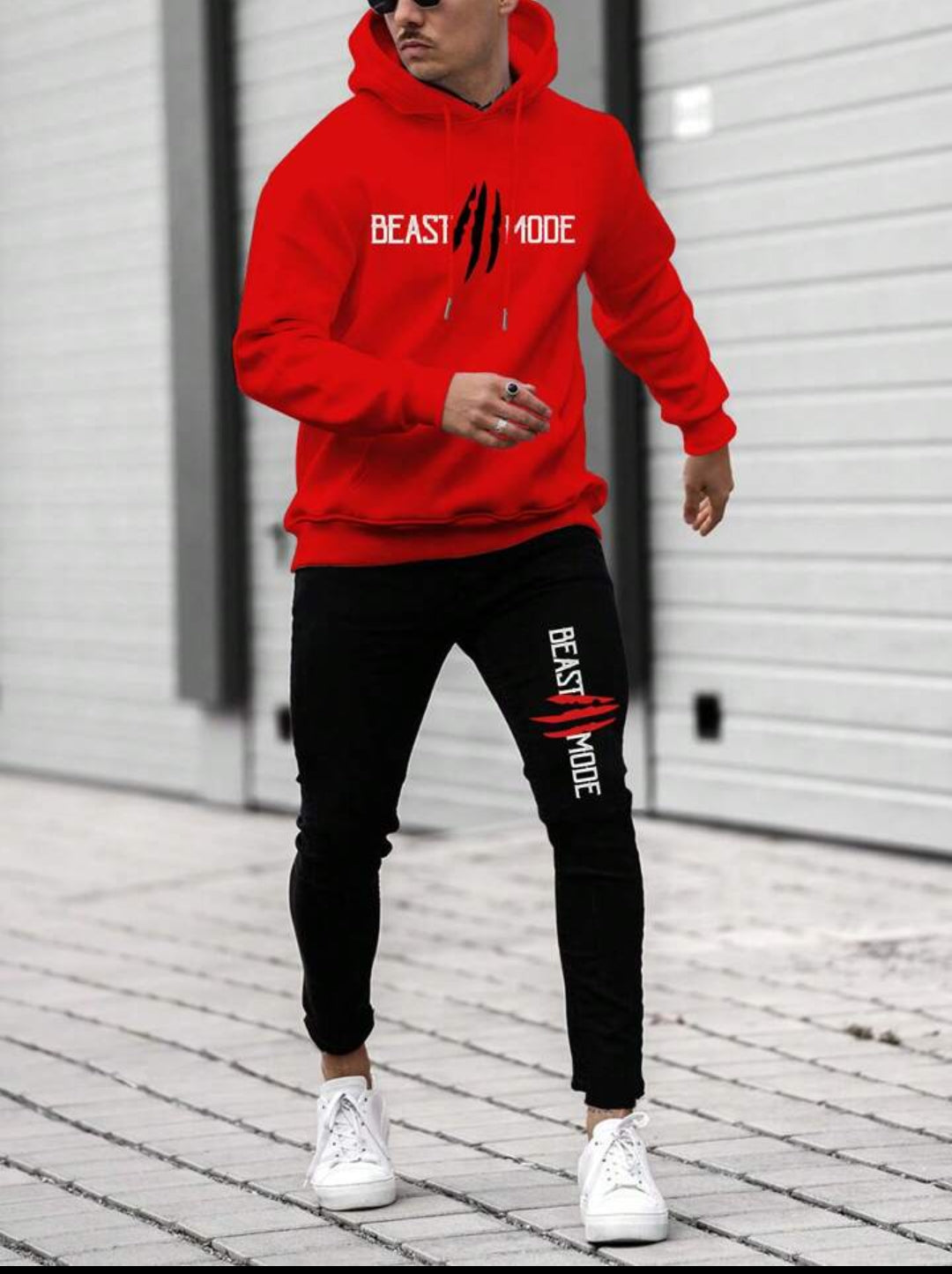 Mens Hoodie and Pants Set by Tee Tall - MHPSTT28 - Red Black