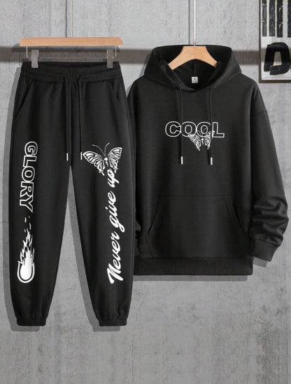 Mens Hoodie and Pants Set by Tee Tall - MHPSTT29 - Black Black