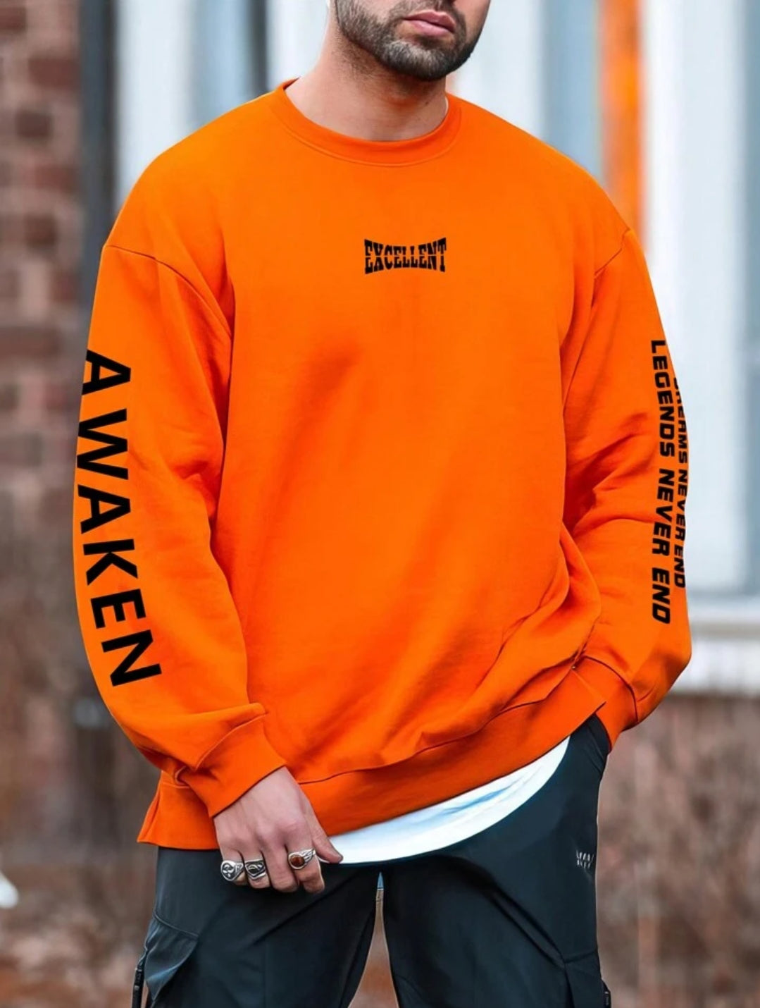 Mens Printed Sweatshirt by Tee Tall TTMPWS55 - Orange