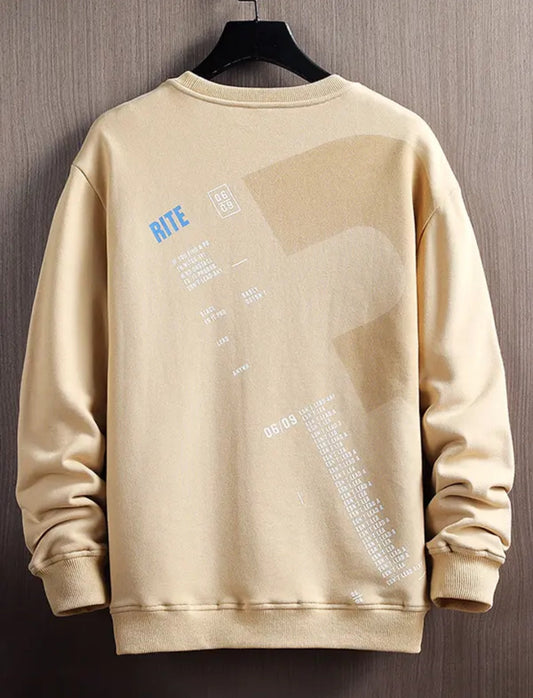 Mens Printed Sweatshirt by Tee Tall TTMPWS65 - Cream