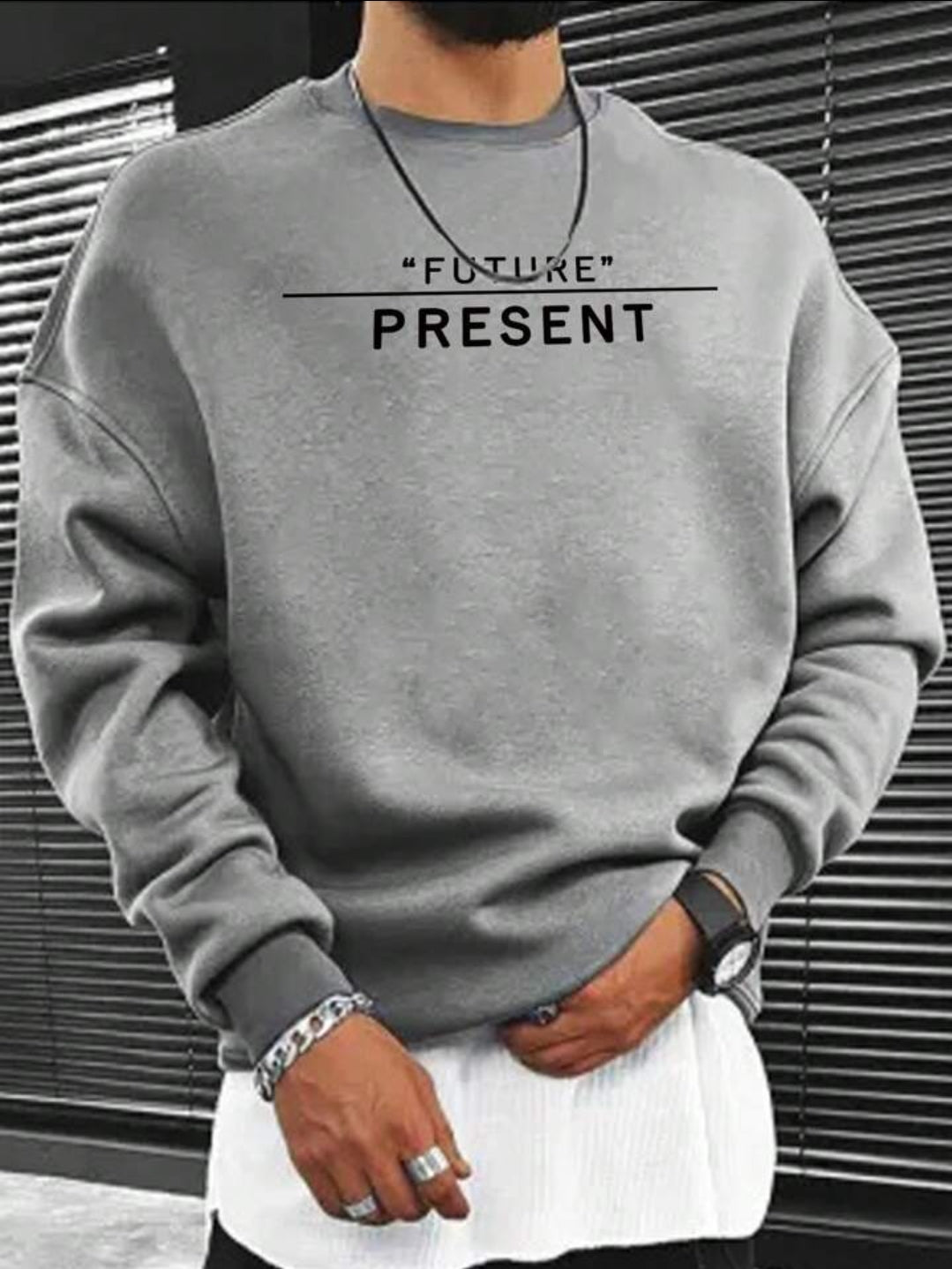 Mens Printed Sweatshirt by Tee Tall TTMPWS66 - Grey