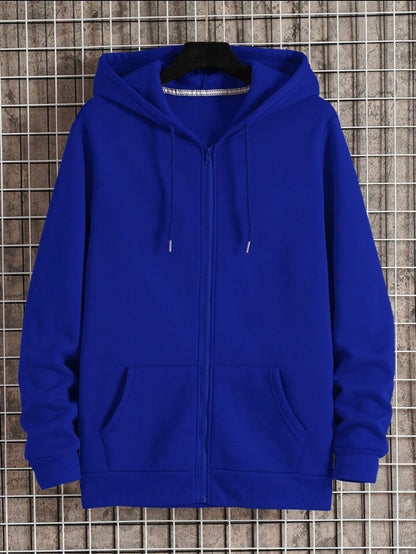 Tee Tall Mens Plain Zip Hooded Jacket TTZPHOJA - Royal Blue