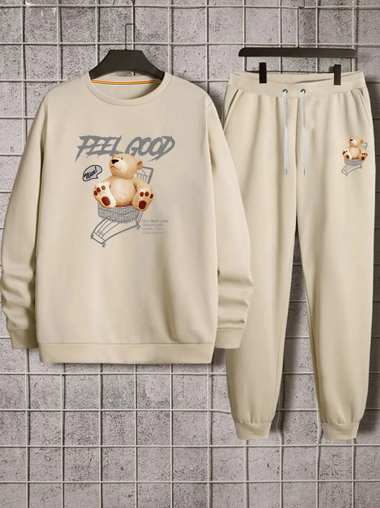 Mens Sweatshirt and Pants Set by Tee Tall - MSPSTT26 - Cream Cream