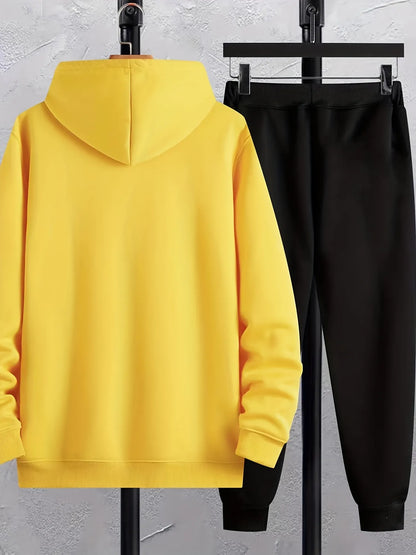 Mens Hoodie and Pants Set by Tee Tall - MHPSTT21 - Yellow Black