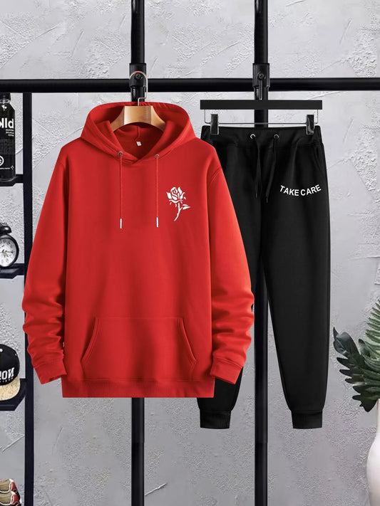 Mens Hoodie and Pants Set by Tee Tall - MHPSTT21 - Red Black